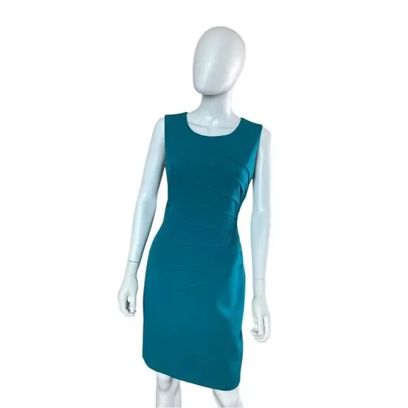 Calvin Klein Women's Teal Blue Sleeveless Sheath Dress Knee Length Size P - Picture 6 of 6